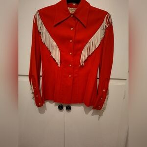 Vintage Red Western Fringe Shirt